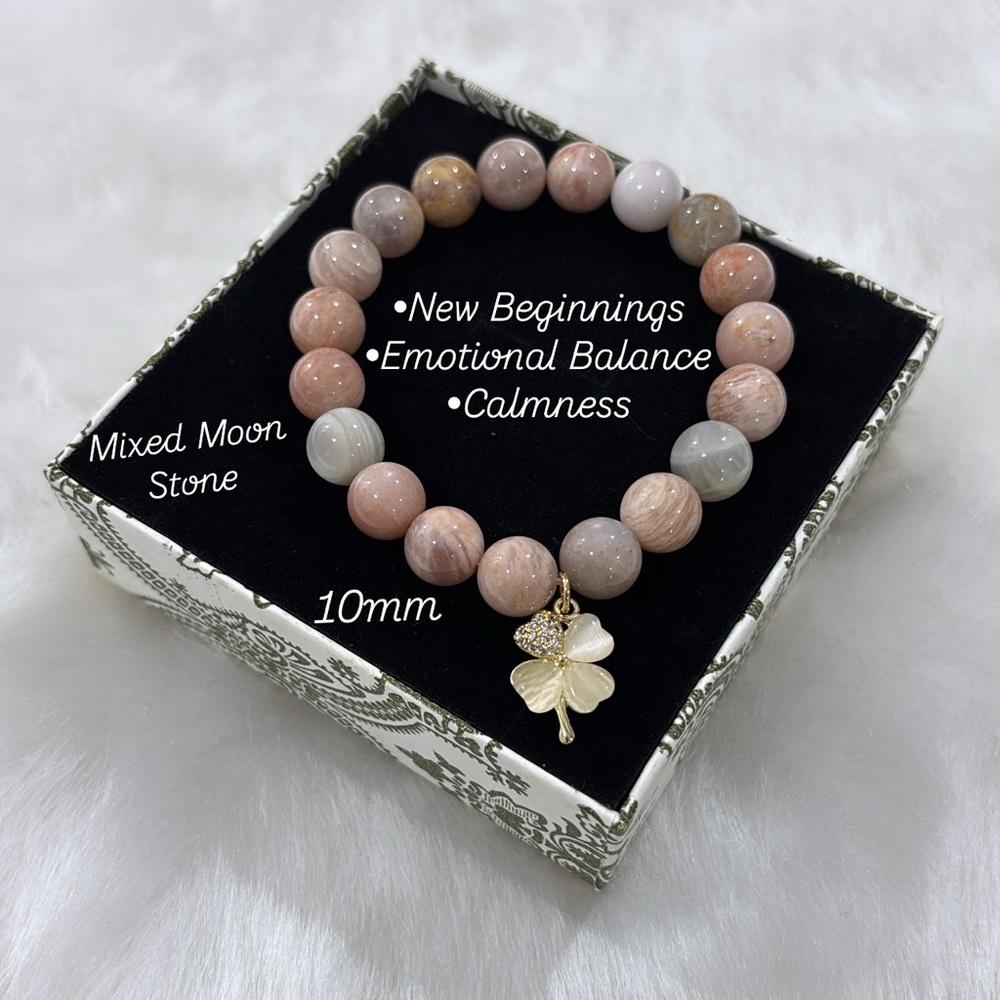 🌙✨ Embrace new beginnings with my custom mixed moon stone bracelet!